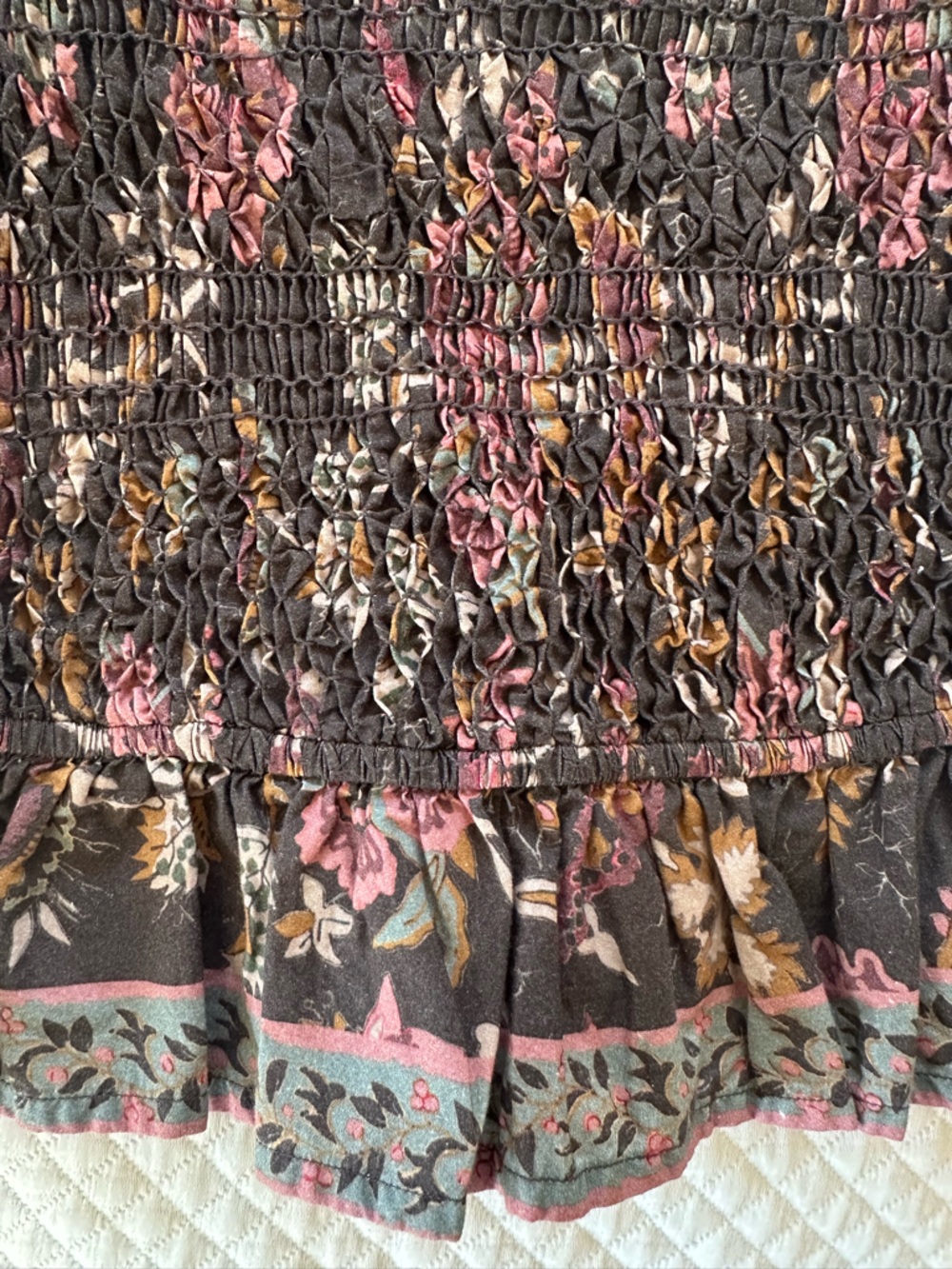 Sea New York Tess Smocked Floral Top - Brown Floral - Picture 5 of 6
